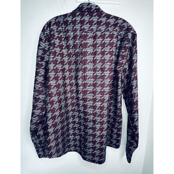 Ben Sherman Mens Stretch Paisley Button-Up Shirt Size XL Black Maroon LS Classic - Picture 6 of 8